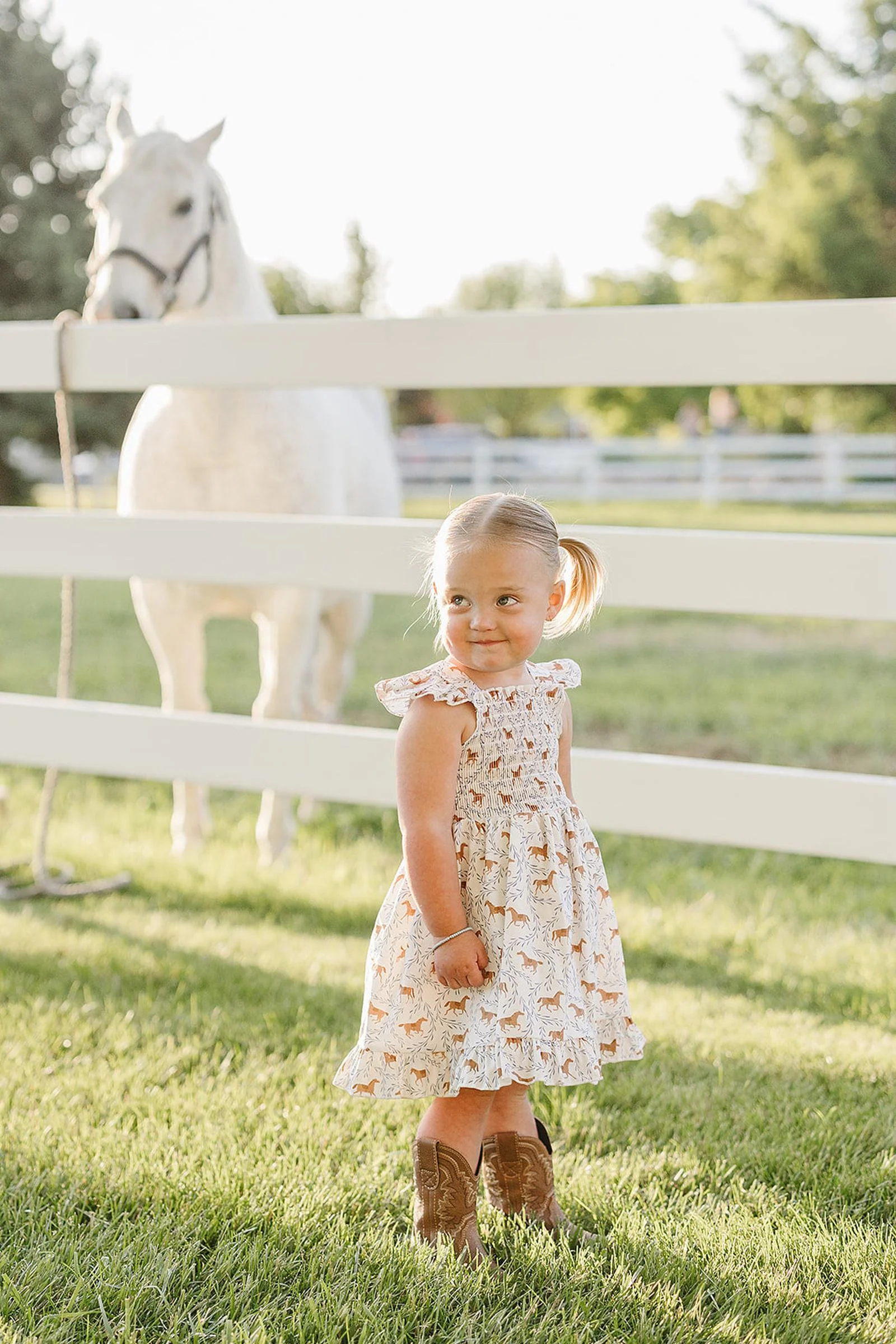 Western Pony Print Smocked Dress for Baby & Kids - Image 3