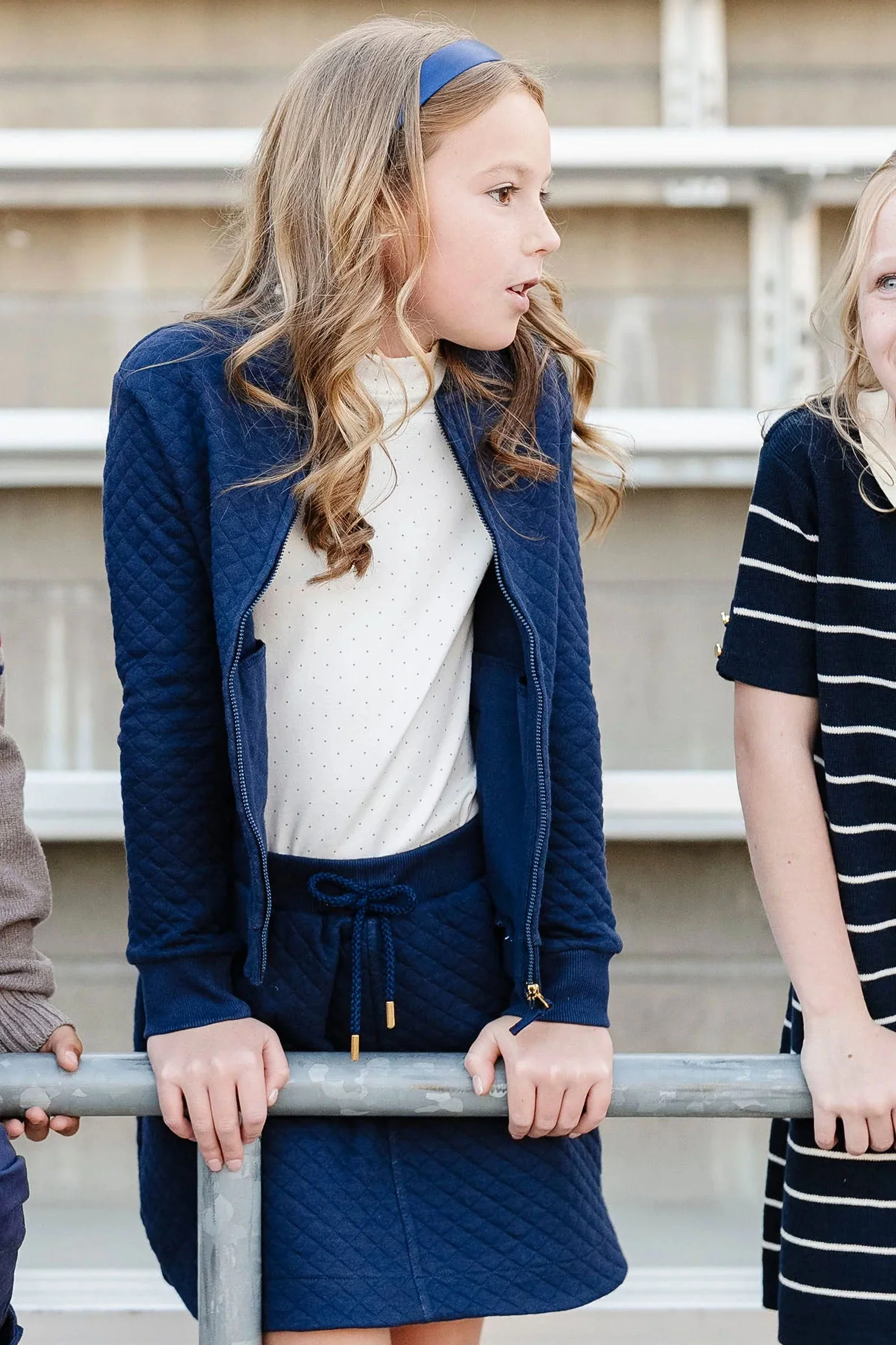 Organic Cotton Quilted Pull-On Skirt Shorts for Girls, Navy, Toddler & Kids
