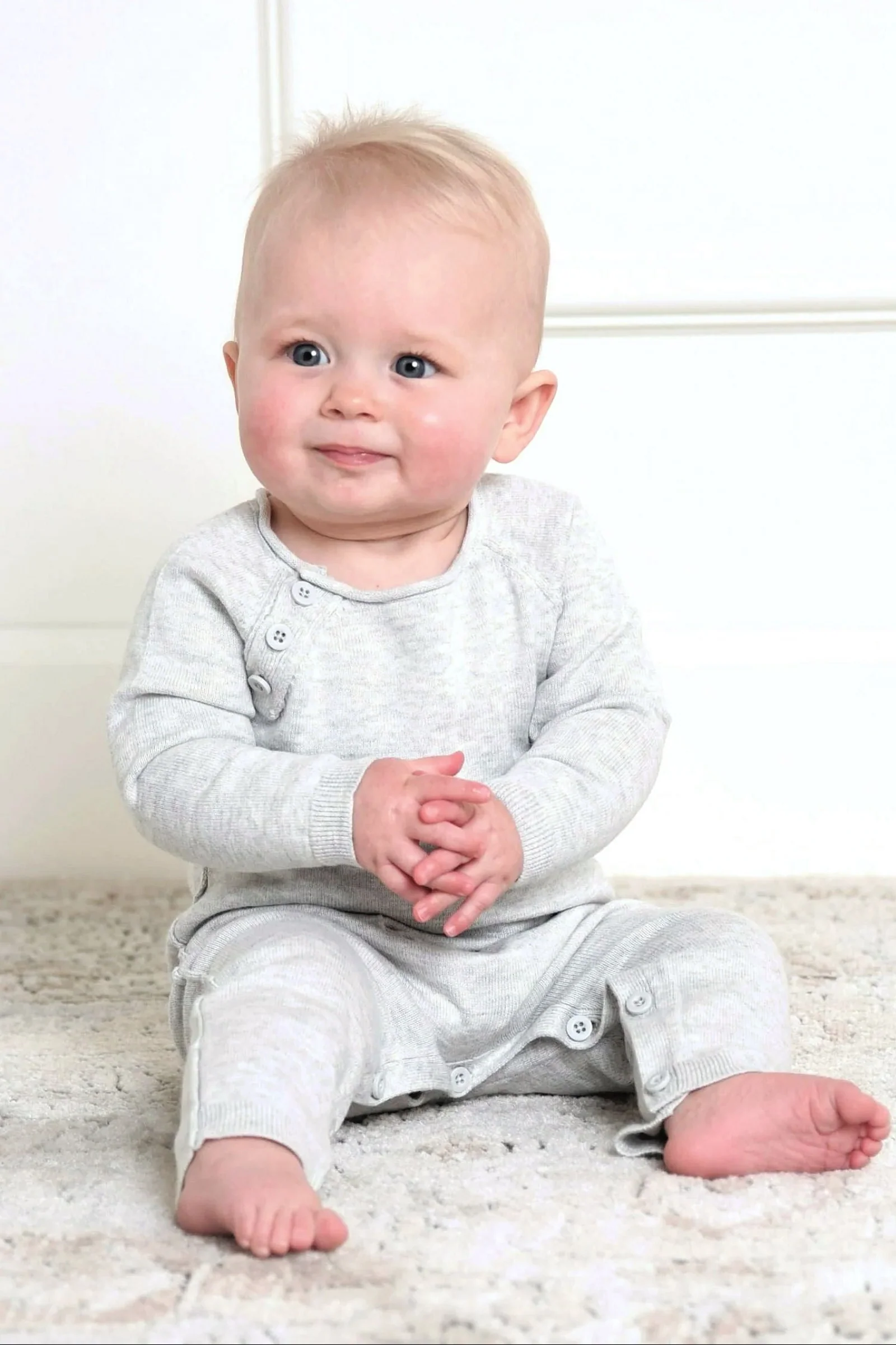 Organic Cotton Raglan Knit Romper Gender Neutral, Gray, Baby