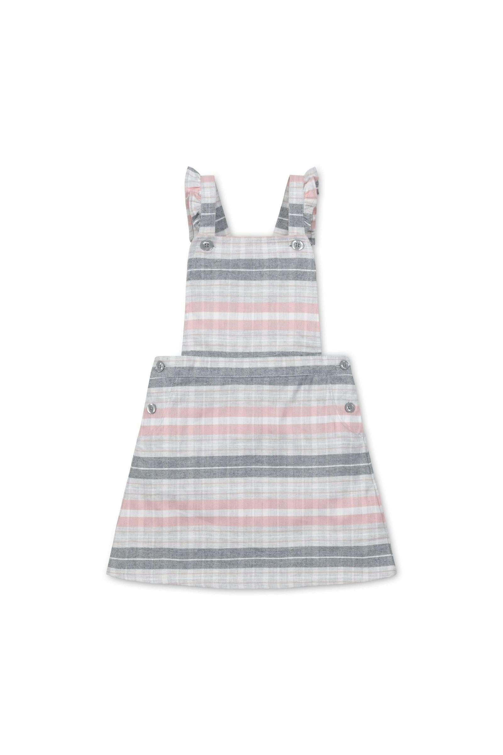 Organic Cotton Ruffle Strap Overall Skirt, Gray & Rose Plaid, Toddler & Kids - Image 2