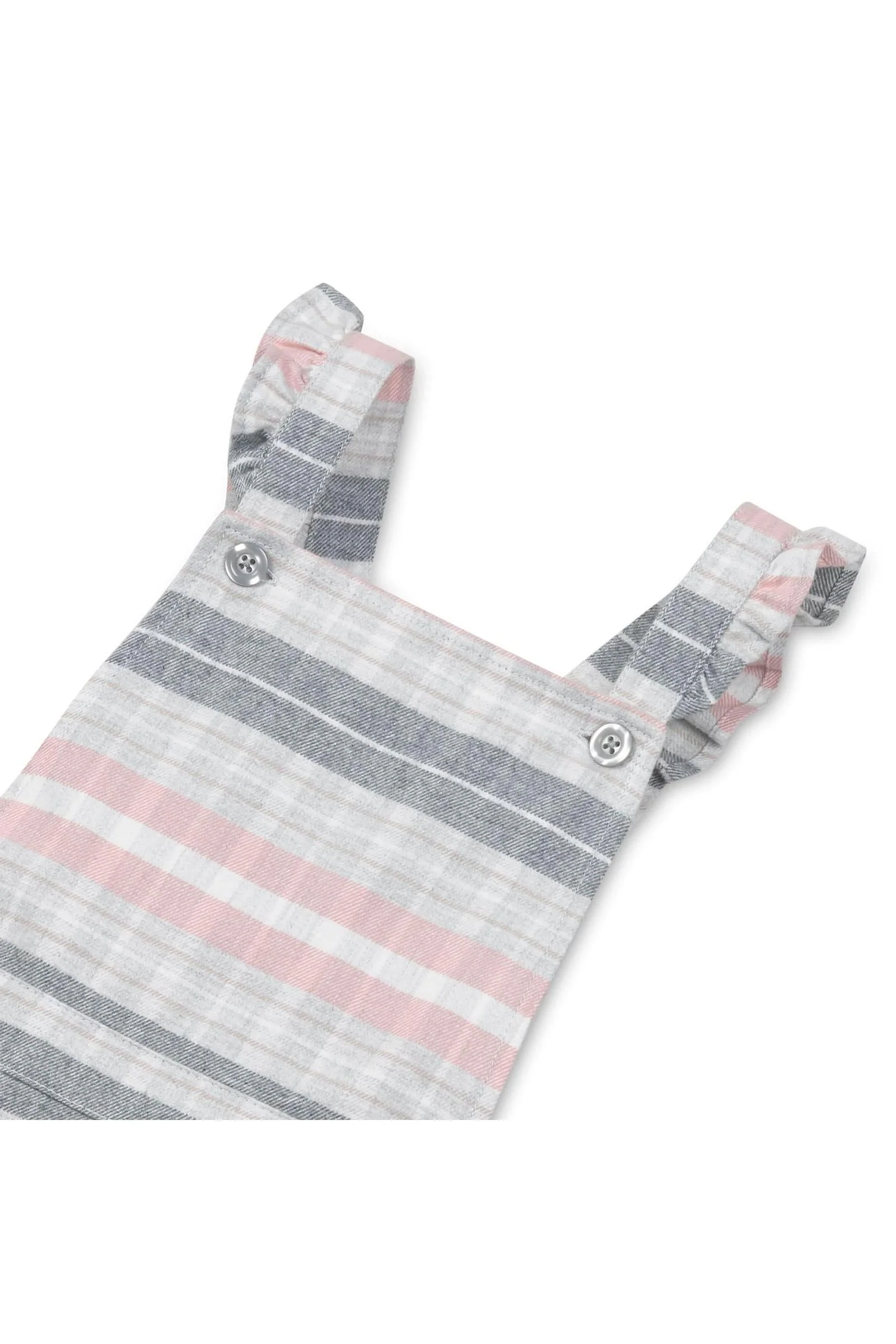 Organic Cotton Ruffle Strap Overall Skirt, Gray & Rose Plaid, Toddler & Kids - Image 5