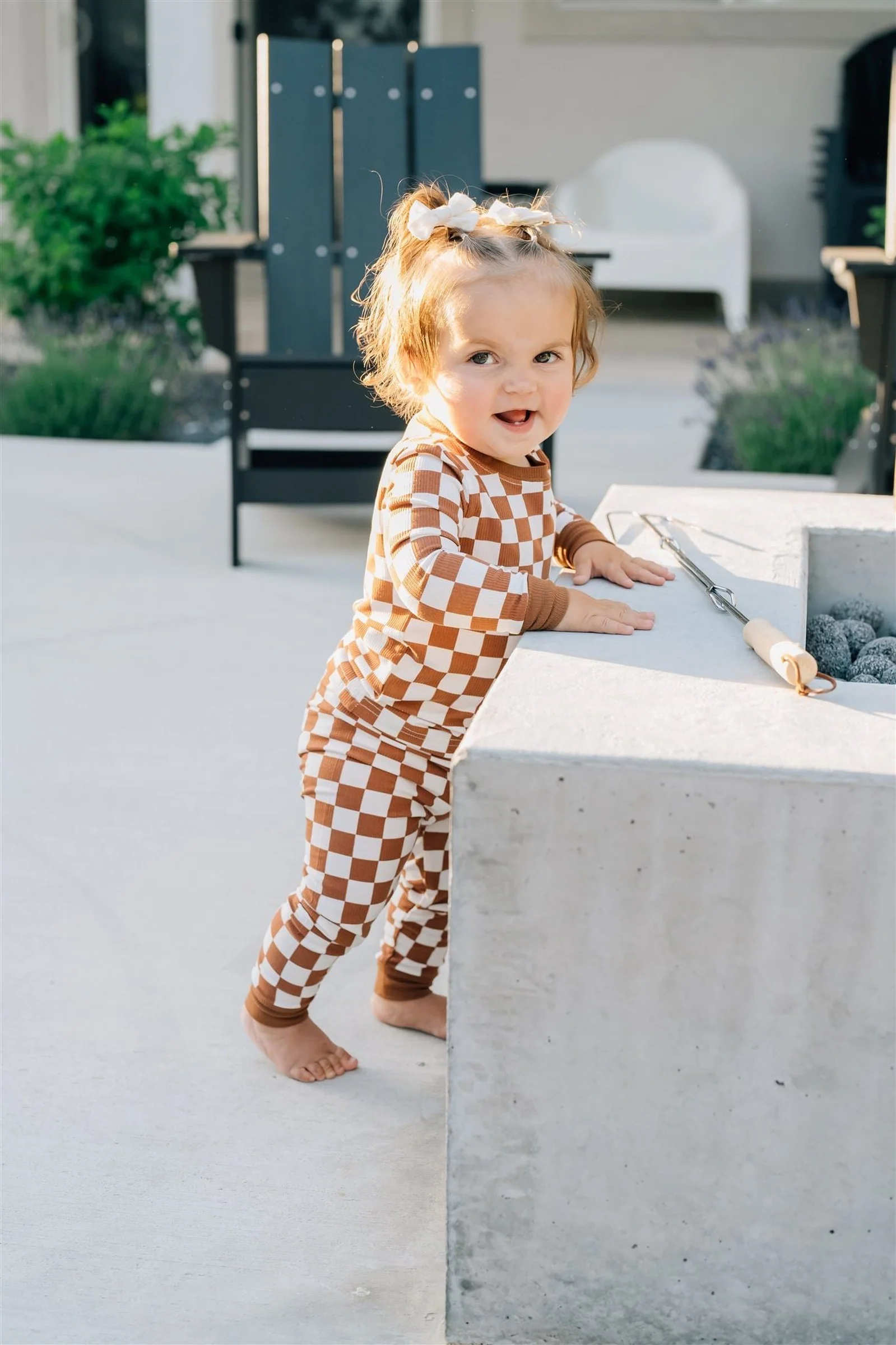 Rust Checkered Ribbed Cozy Pajama Set, Baby, Toddler & Kids, Bamboo - Image 4