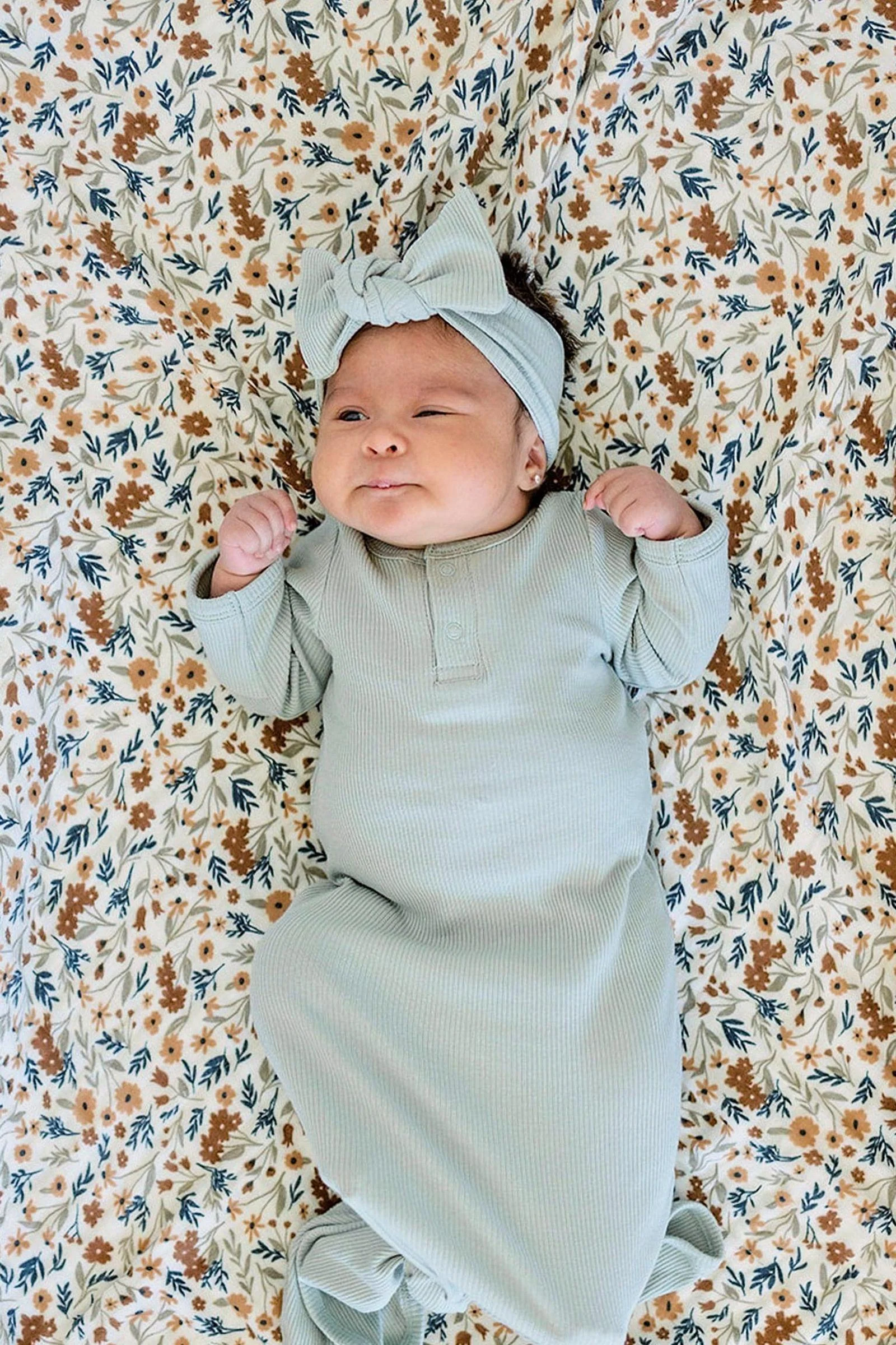 Baby Girl Sage Ribbed Head Wrap, Organic Cotton, Baby - Image 4