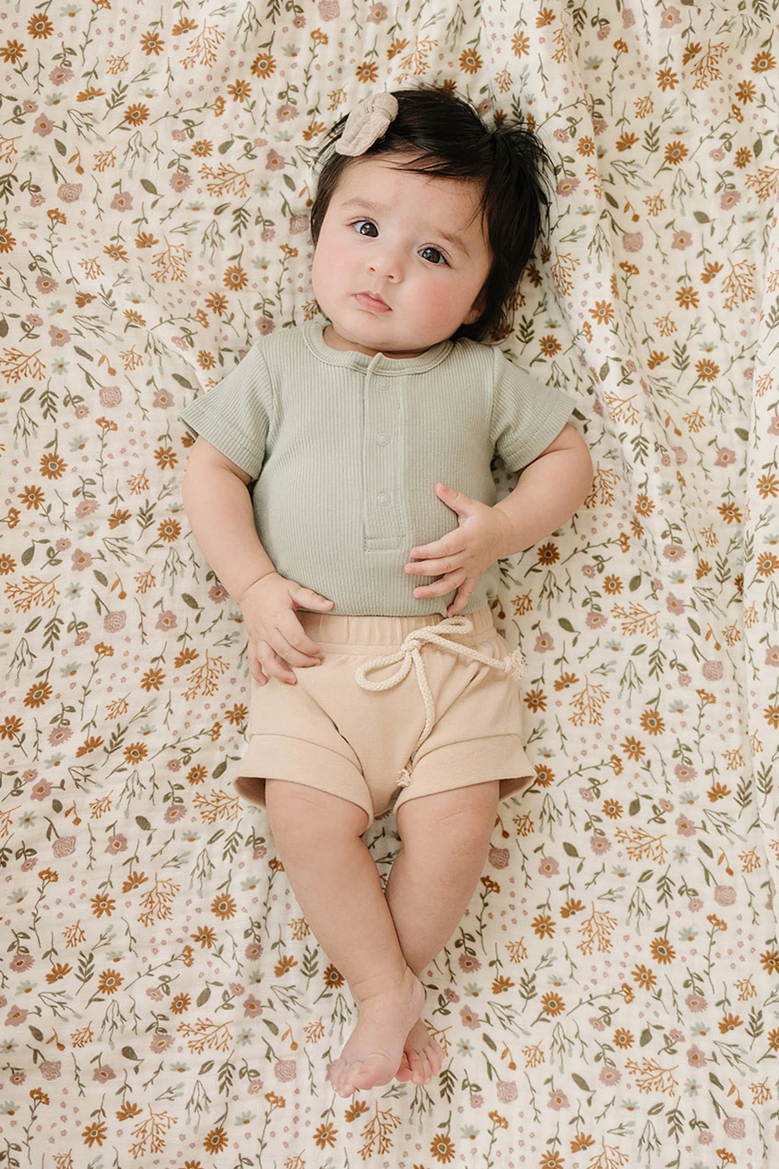 Sage Ribbed Snap Bodysuit, Organic Cotton, Baby Essentials