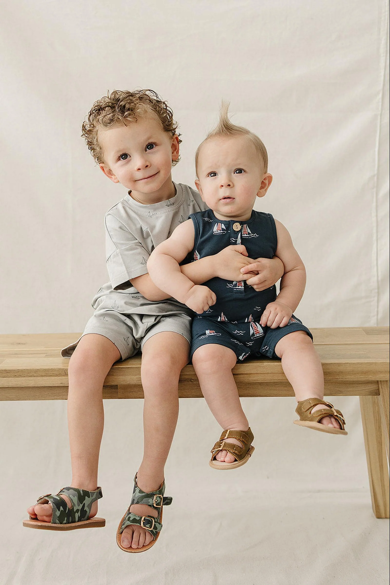 Cotton Sailboat Short Romper for Baby Boys, Navy, Sizes 0-2T - Image 3