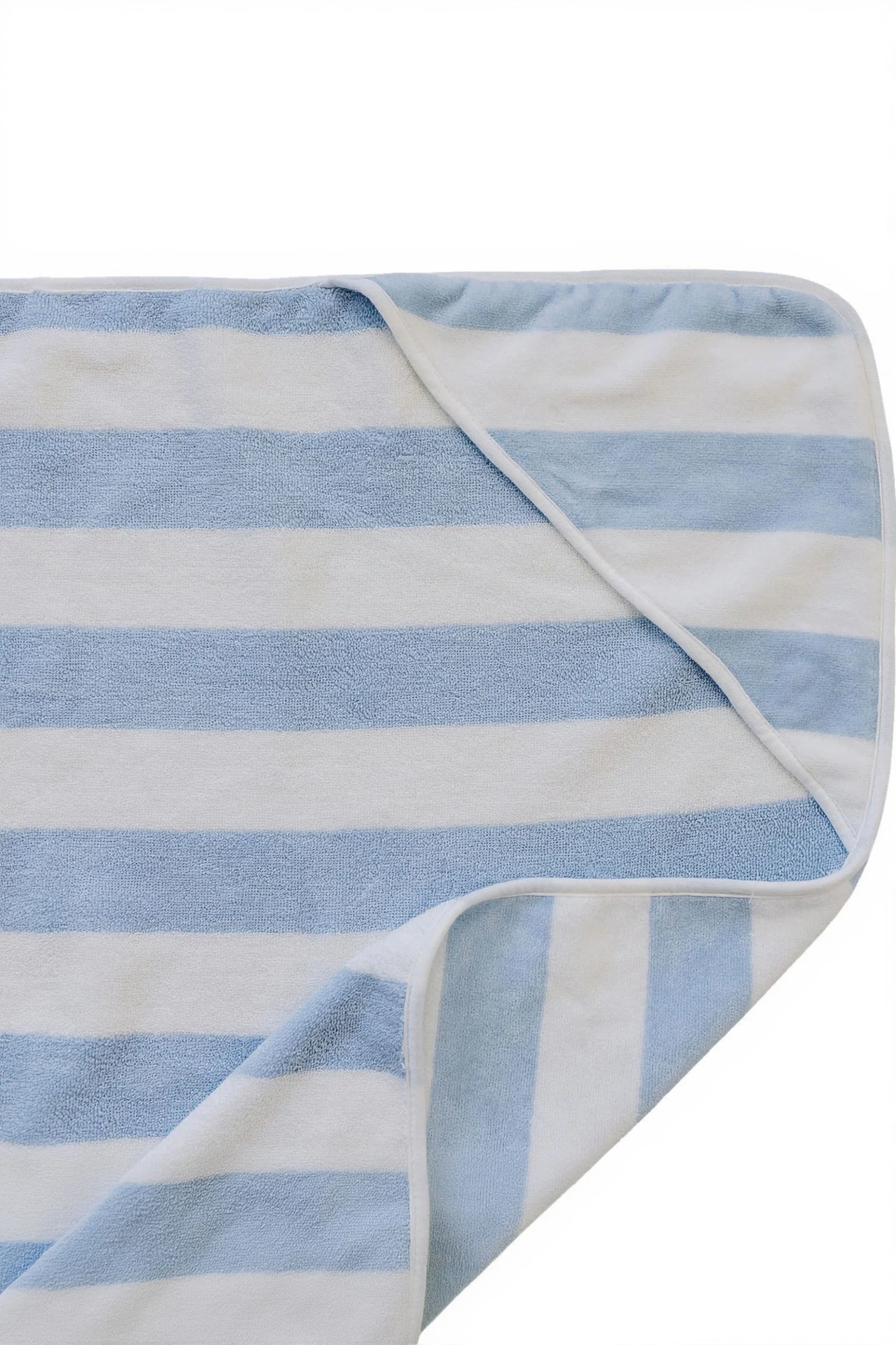 Seaside Stripe Cotton Hooded Towel, Light Blue & White - Image 2