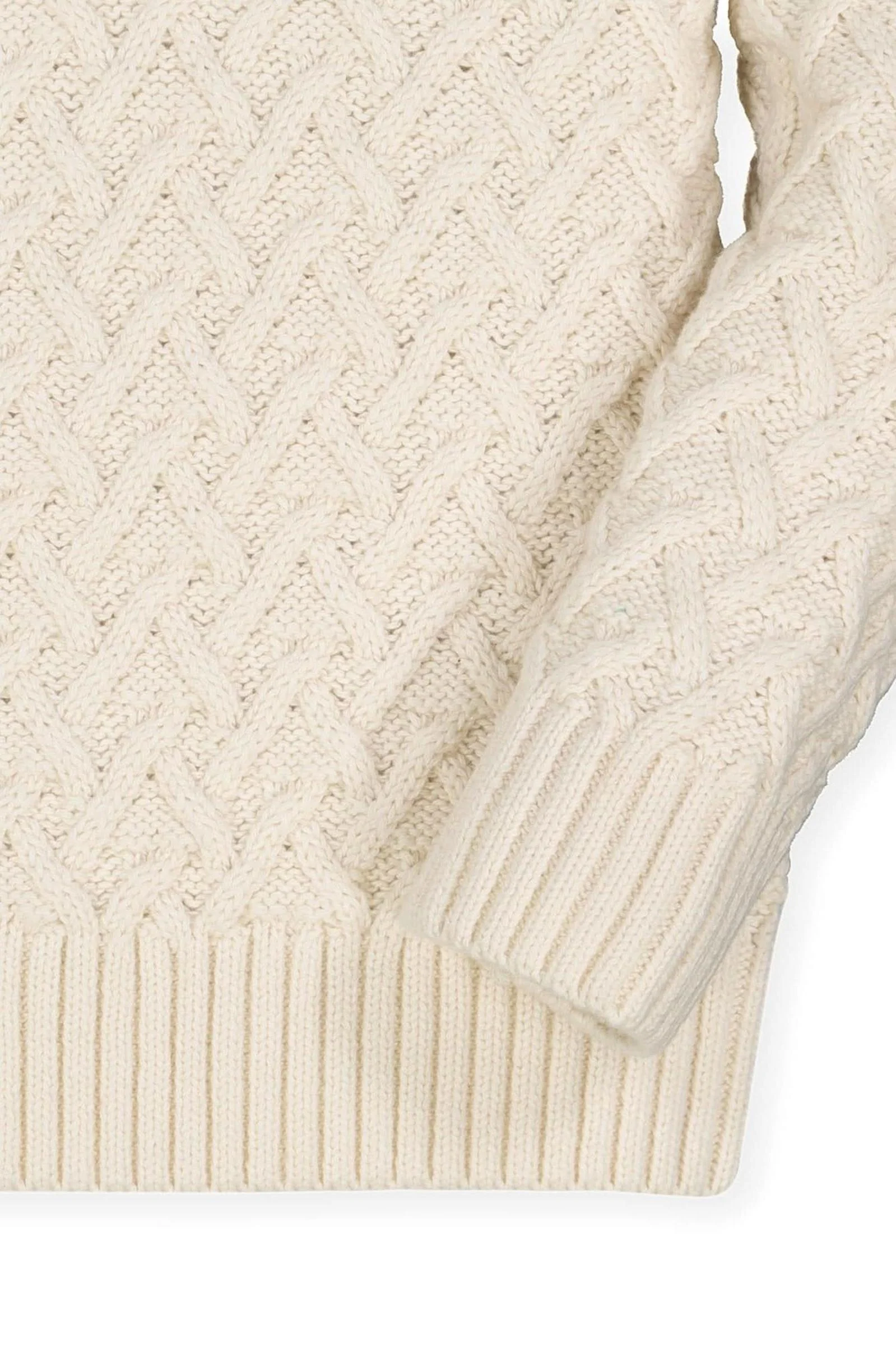 Shawl Collar Organic Cotton Cable Sweater for Boys, Ivory, Sizes 2T-12 - Image 6