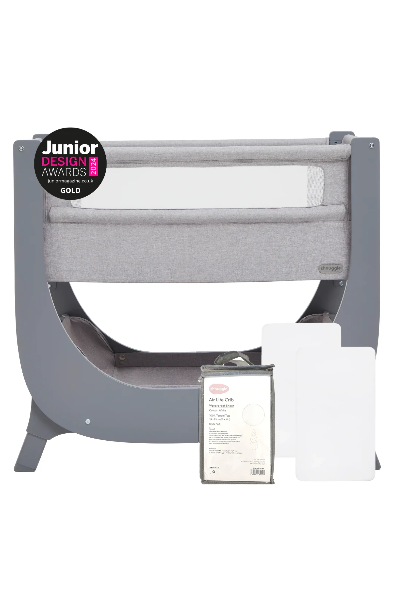 Shnuggle Air Lite Bedside Bassinet Bundle, Waterproof Sheet, 2 White Sheets - Image 14