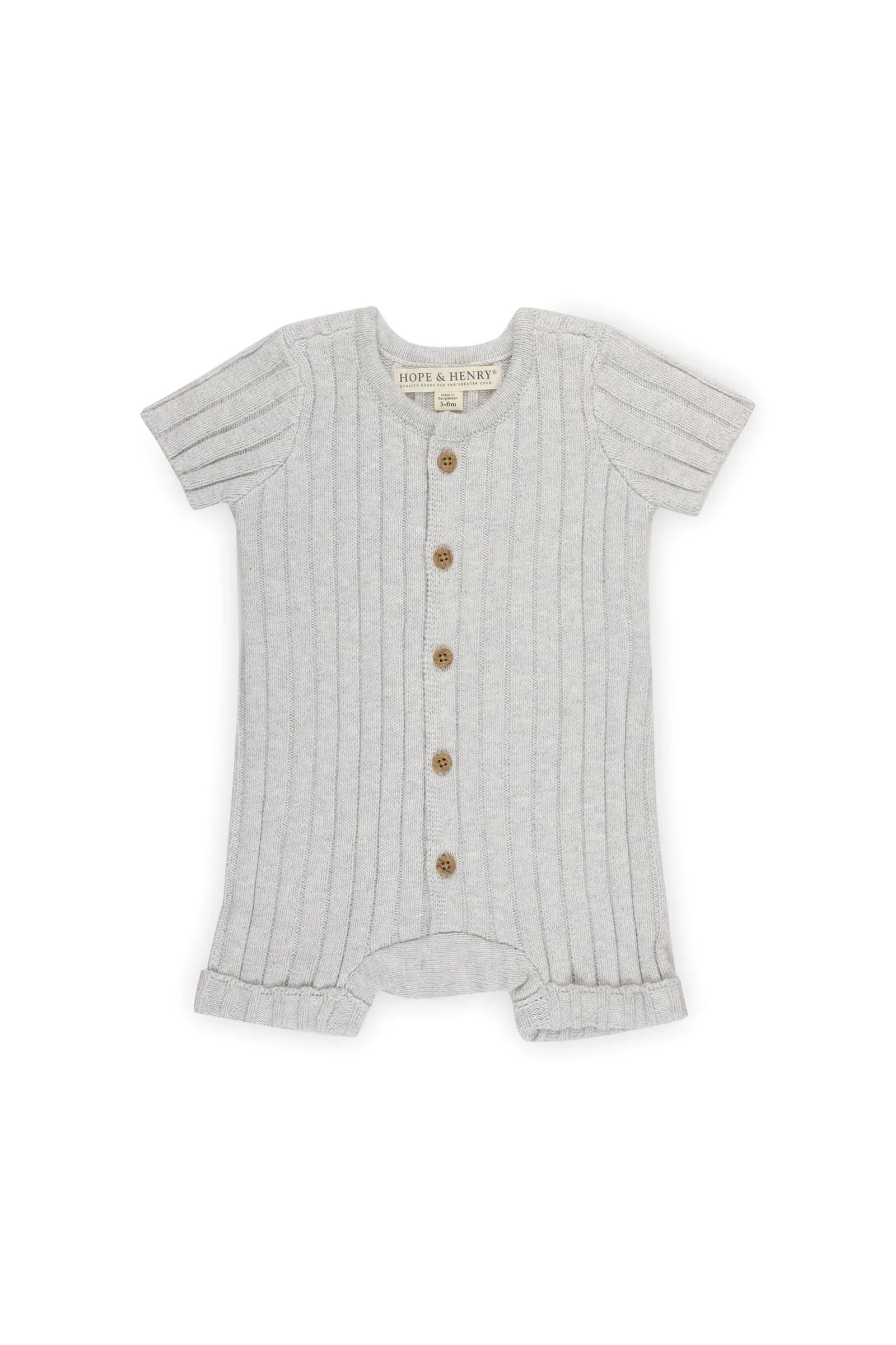 Organic Cotton Shortie Romper & Jacquard Blanket Gift Set, Lite Grey, Newborn - Image 3