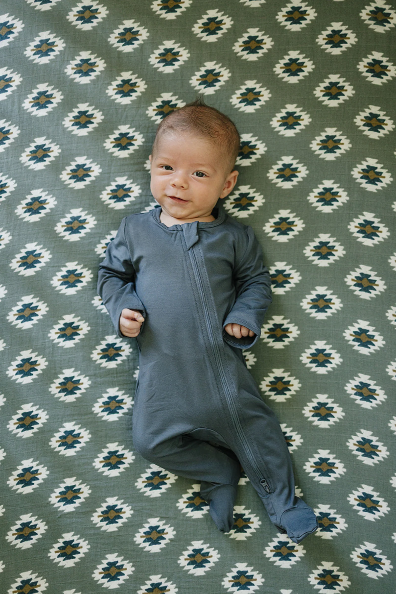 Southwest Aztec Muslin Crib Sheet, 100% Cotton, Rodeo Collection, Neutral Colors, Gender Neutral, Baby - Image 3