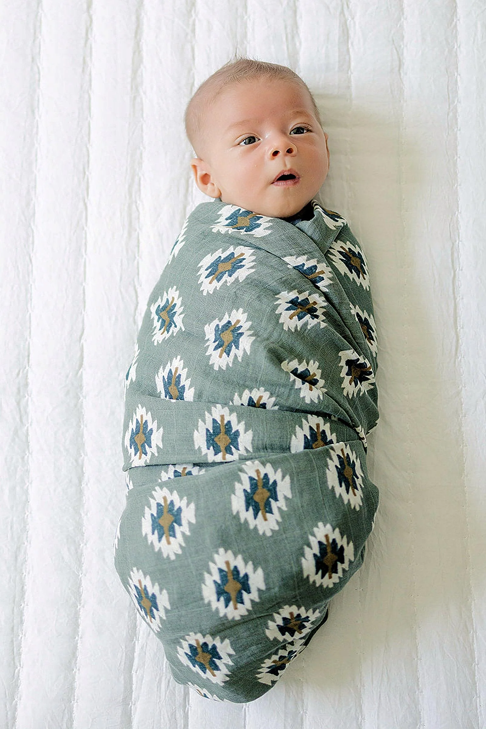 Southwest Aztec Muslin Swaddle Blanket, 100% Cotton, Rodeo Collection, Gender Neutral, Baby