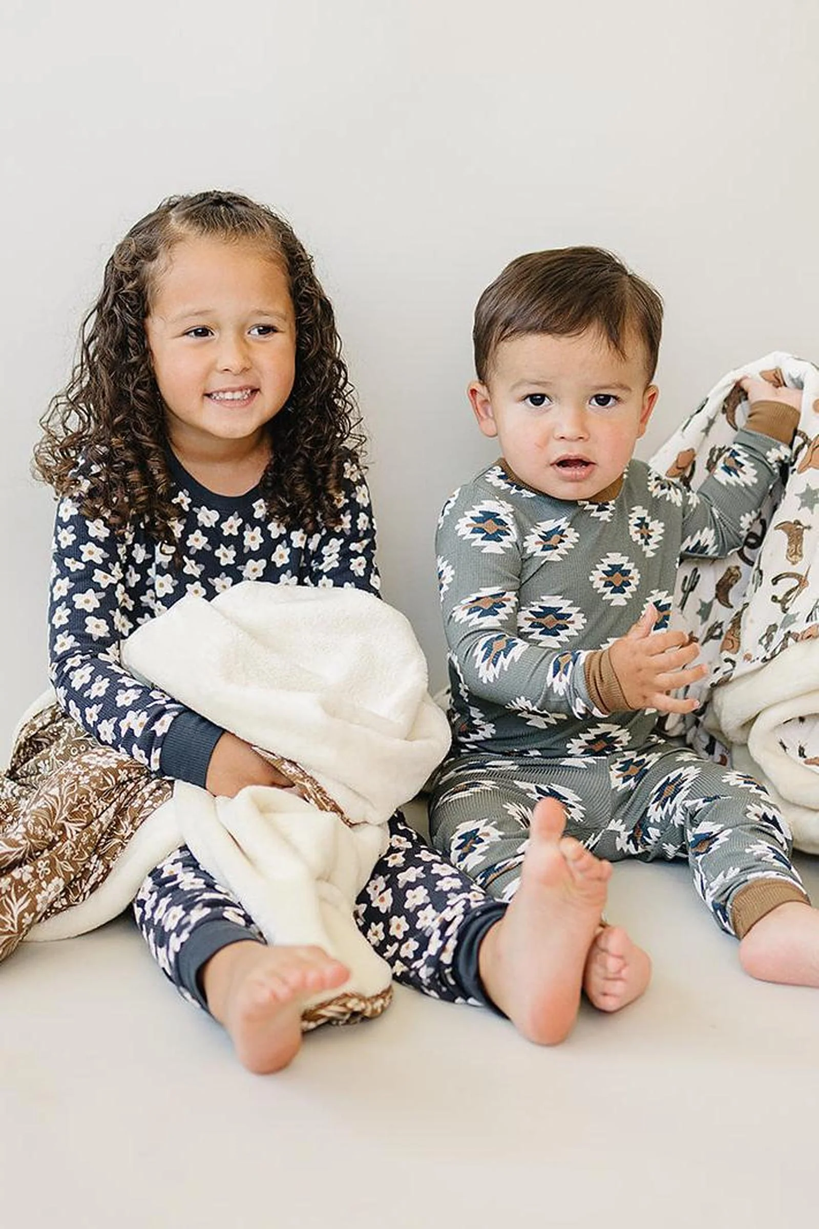 Southwest Aztec Ribbed Cozy Pajama Set, Bamboo, Rodeo Collection, Gender Neutral, Baby, Toddler & Kids - Image 4