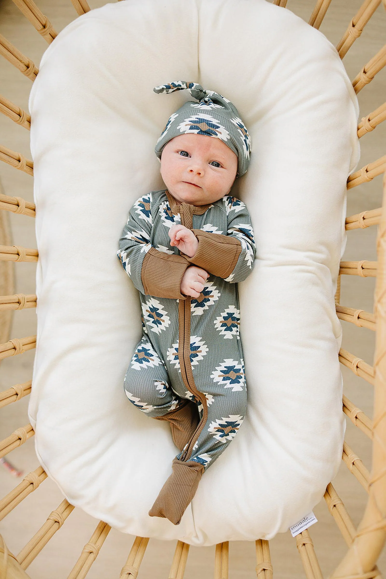Southwest Aztec Ribbed Zipper Pajama, Bamboo, Rodeo Collection, Baby Essentials - Image 5