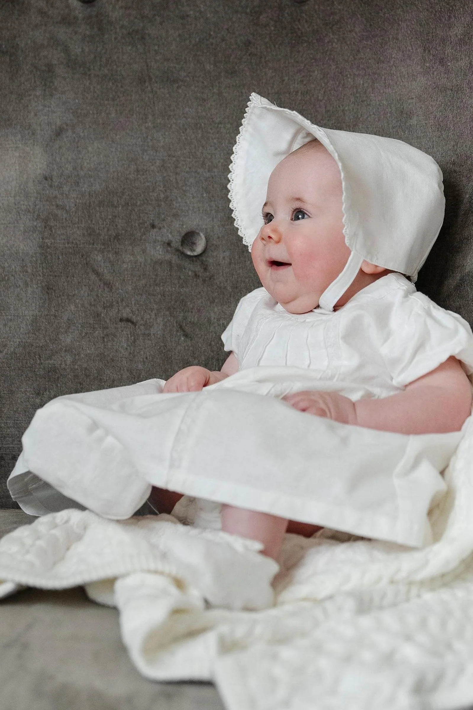 Special Occasion Linen Pintuck Dress for Babies, White, 0-24M