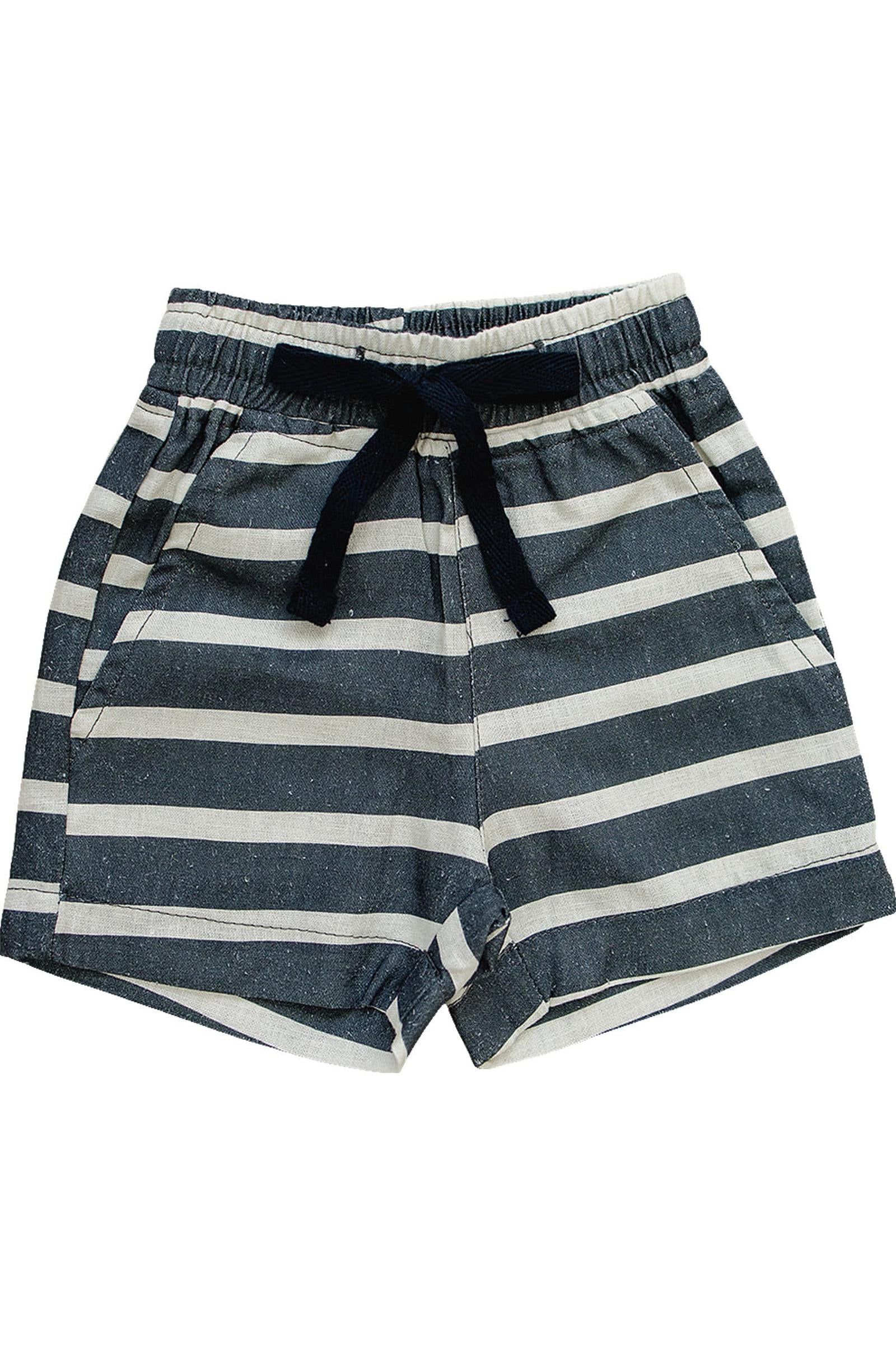 Boy Navy Stripe Linen Shorts, Baby, Toddler & Kids - Image 2