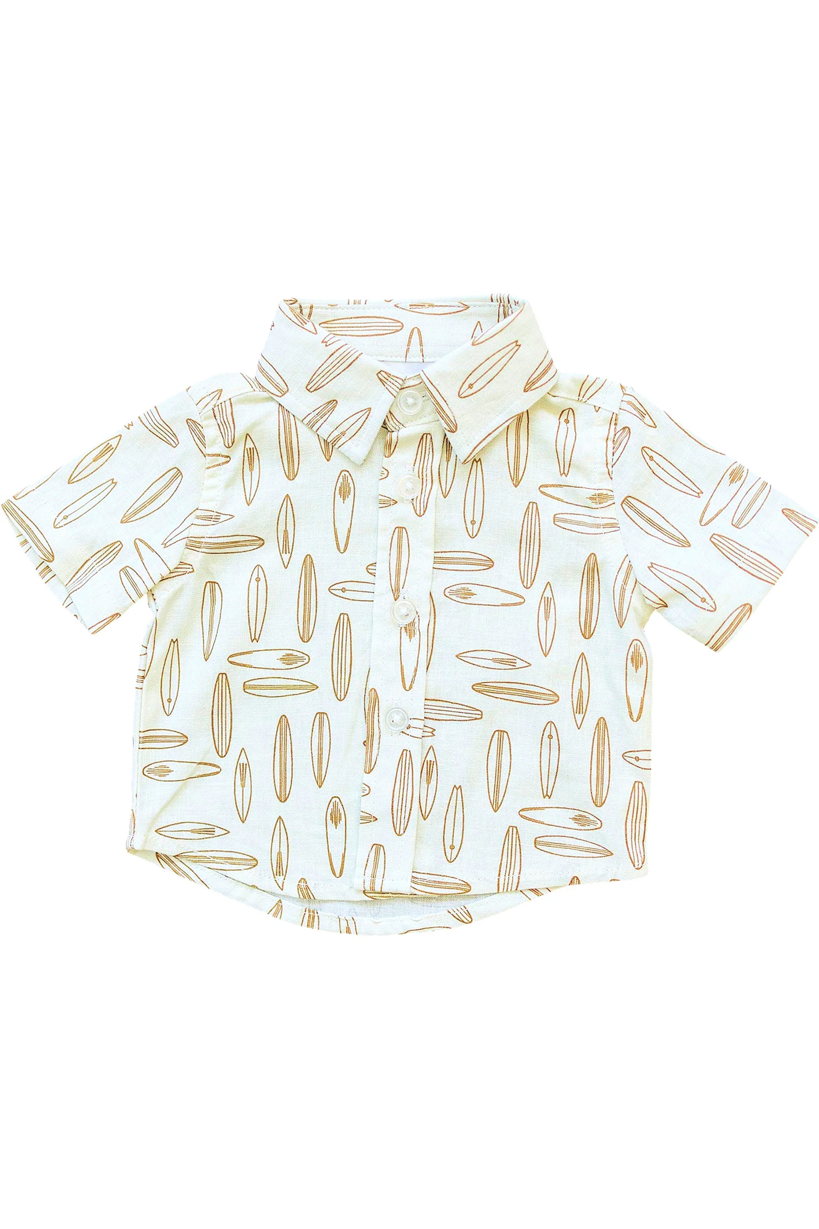 Surfboard Button Up Shirt, Linen Rayon, Baby, Toddler & Kids - Image 2