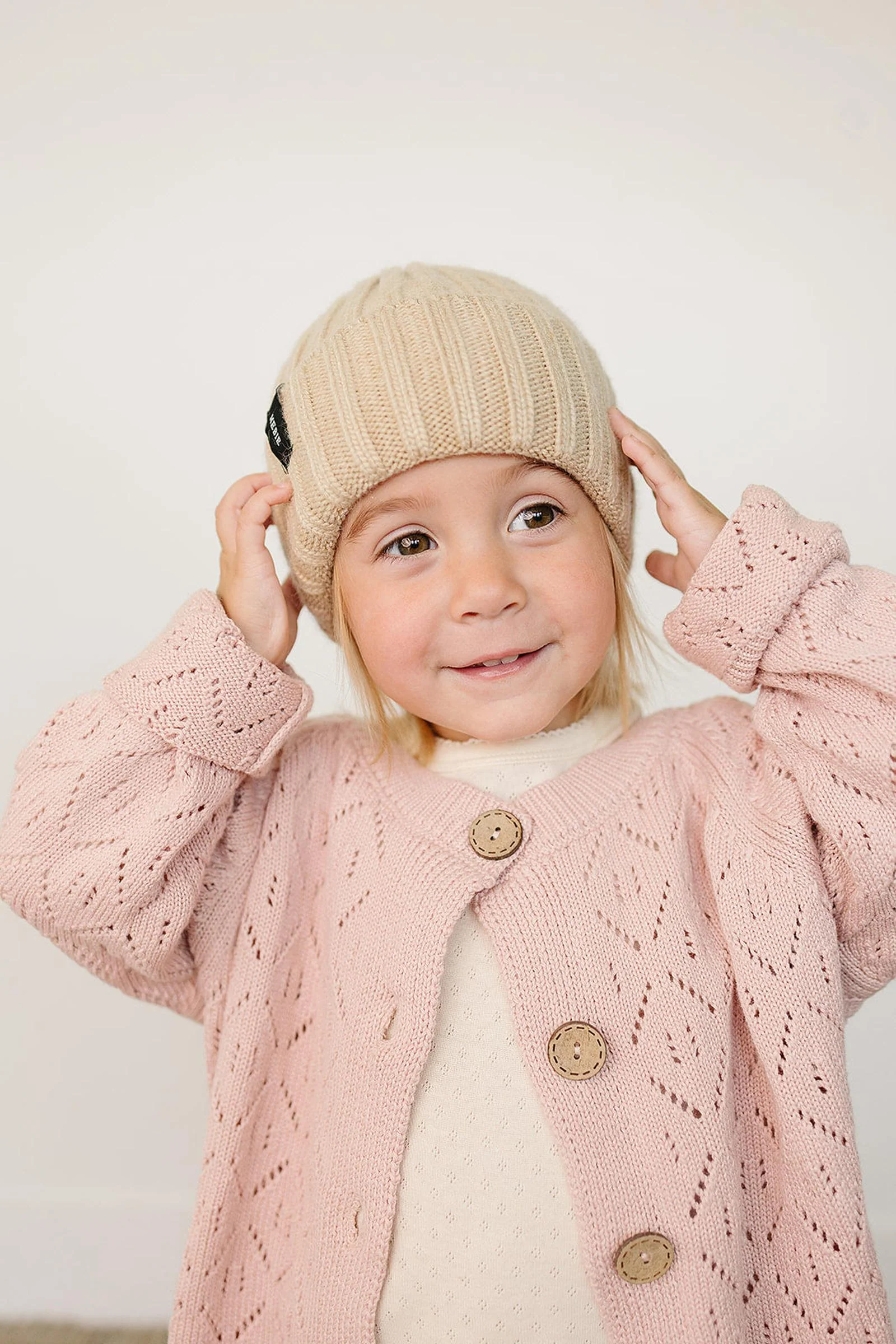 Tan Chunky Knit Beanie, 100% Angora Wool, Gender Neutral, Baby