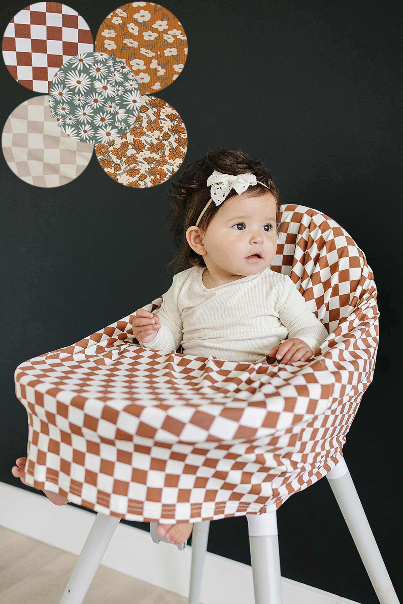 Taupe Checkered Multi-Use, Bamboo, Car Seat & Nursing Cover, Gender Neutral, Baby - Image 3