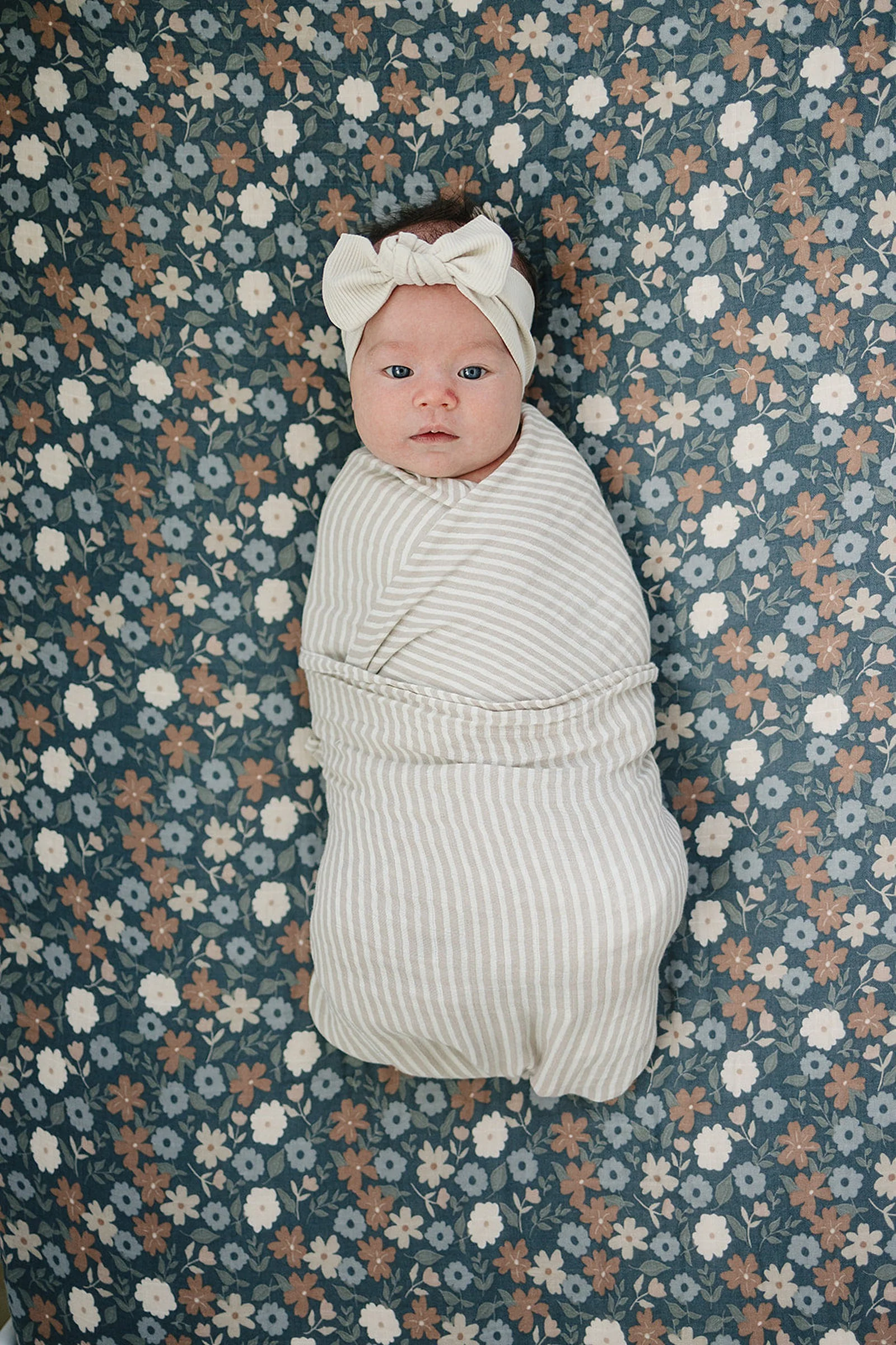 Taupe Stripe Muslin Swaddle Blanket, 100% Cotton, Baby Essentials