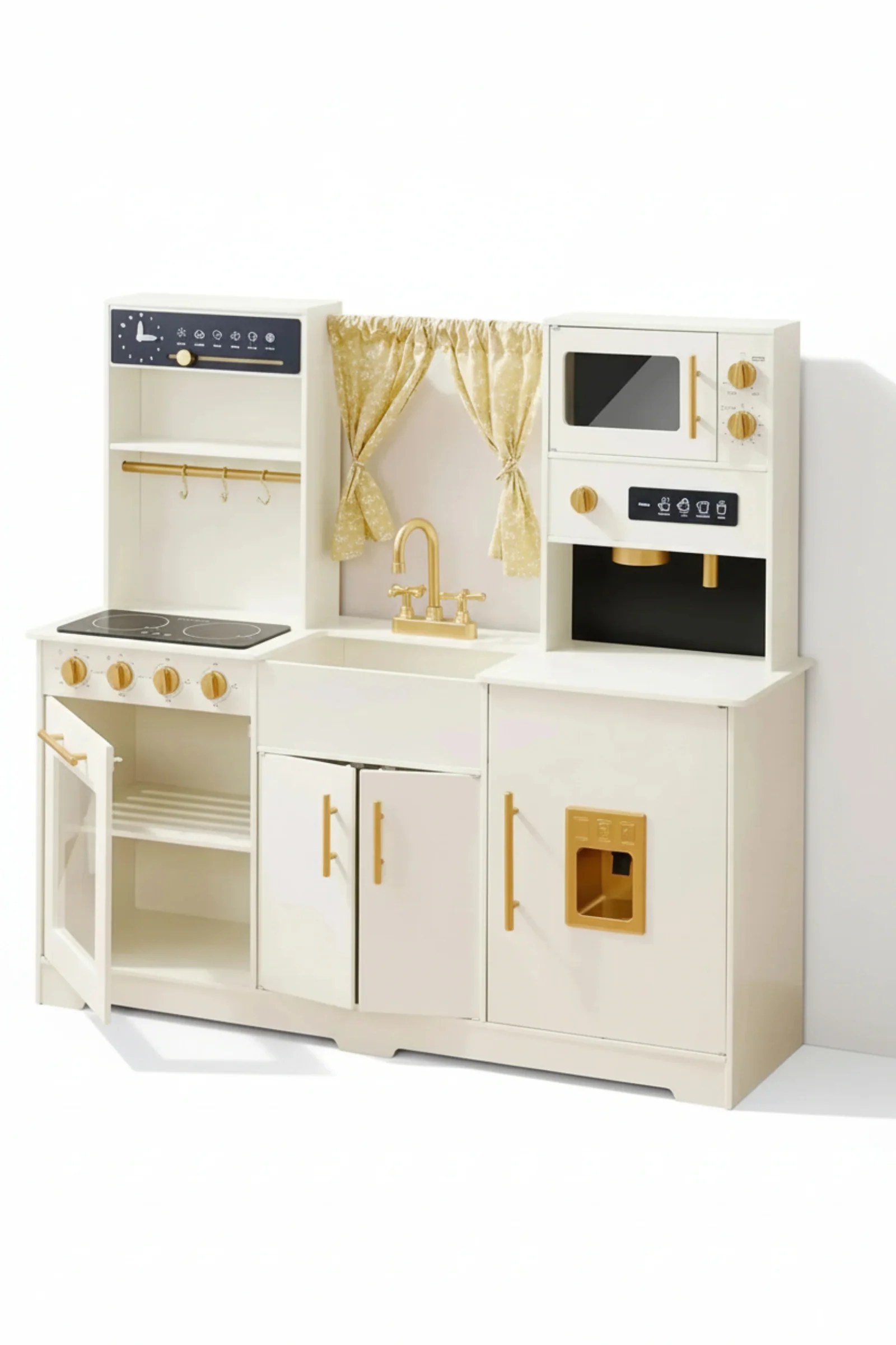 Iconic Wooden Play Kitchen, Cream, Pretend Cooking Set, Toddler & Kids
