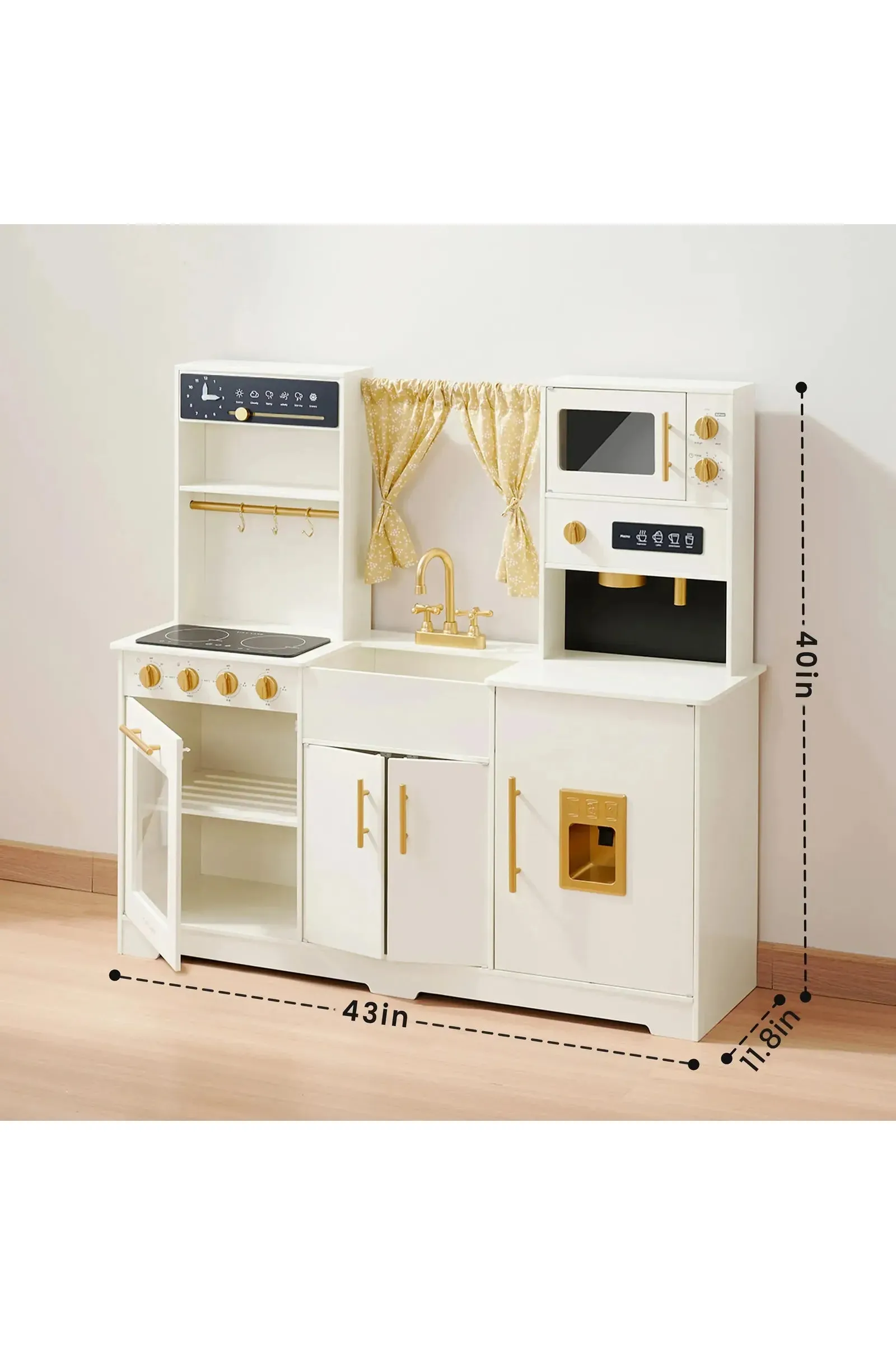 Iconic Wooden Play Kitchen, Cream, Pretend Cooking Set, Toddler & Kids - Image 10