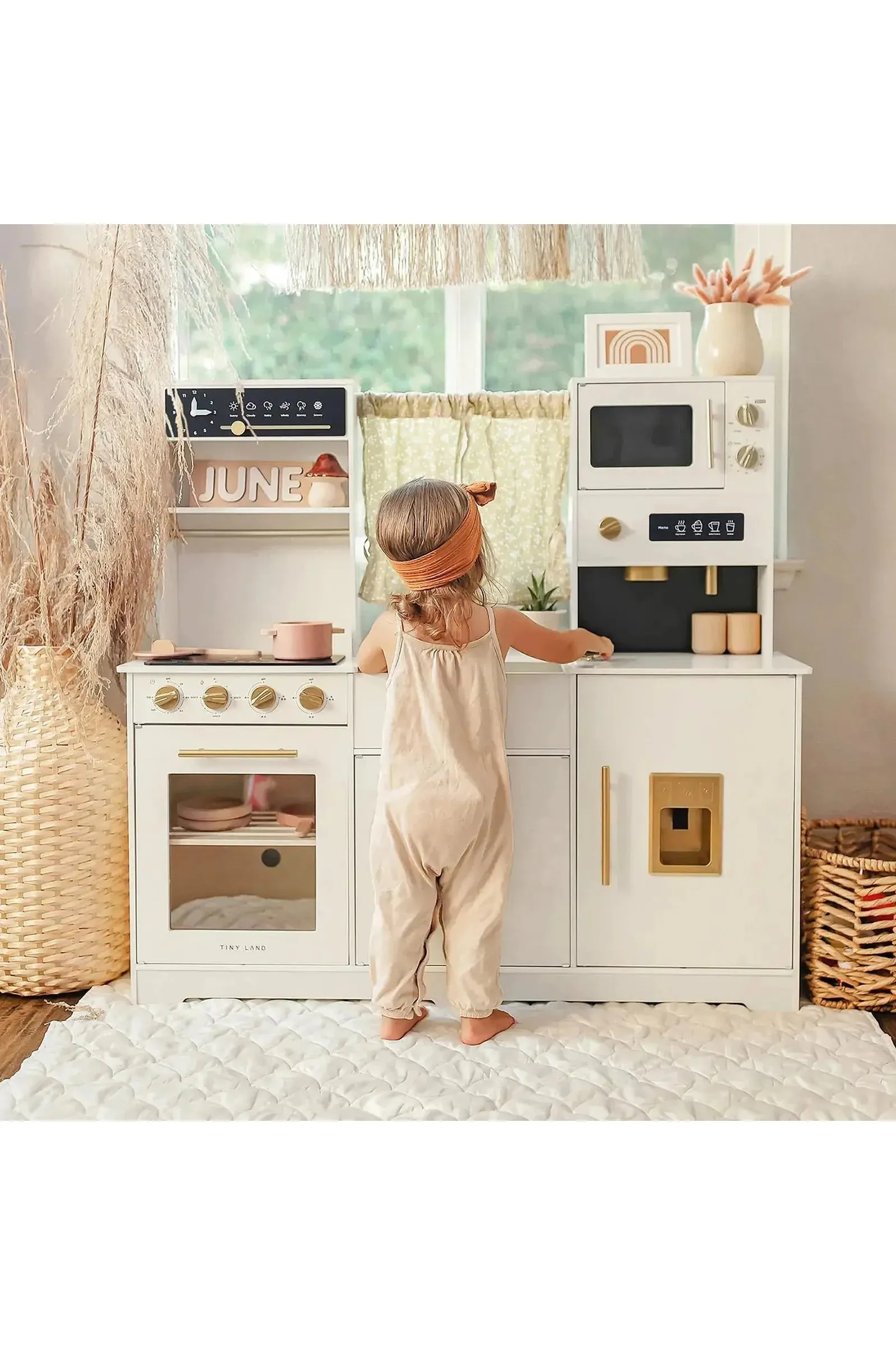 Iconic Wooden Play Kitchen, Cream, Pretend Cooking Set, Toddler & Kids - Image 3
