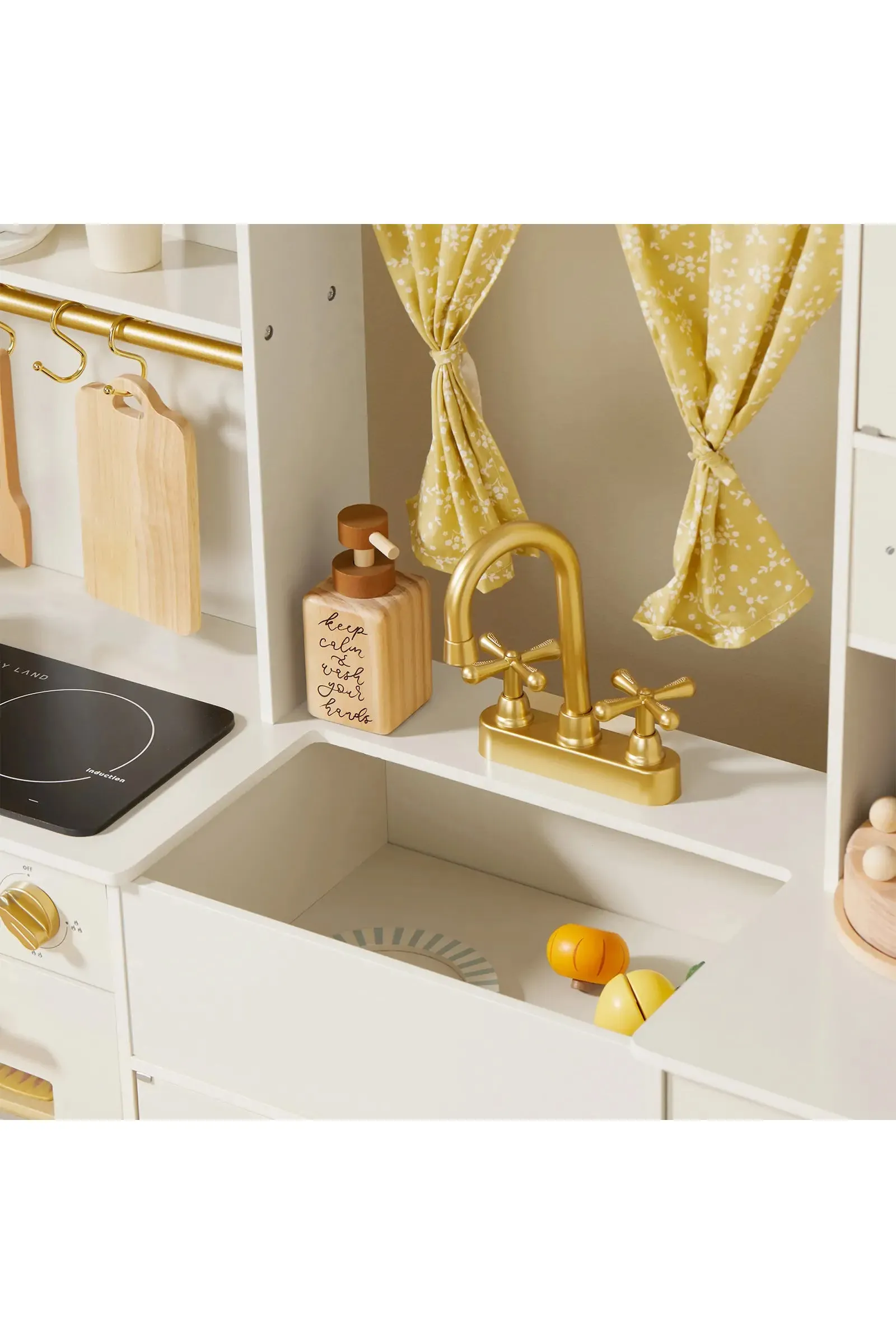 Iconic Wooden Play Kitchen, Cream, Pretend Cooking Set, Toddler & Kids - Image 5