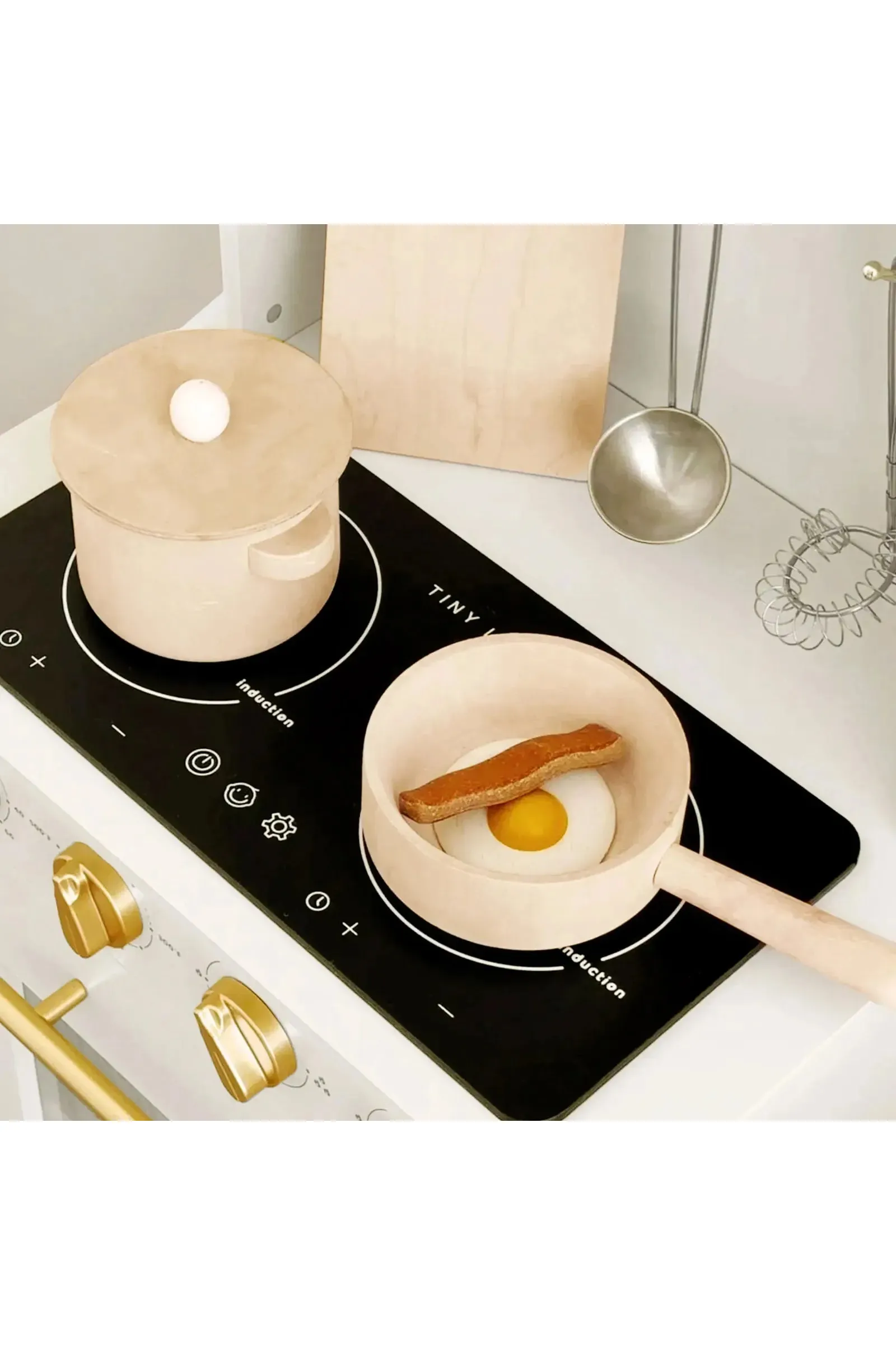 Iconic Wooden Play Kitchen, Cream, Pretend Cooking Set, Toddler & Kids - Image 7