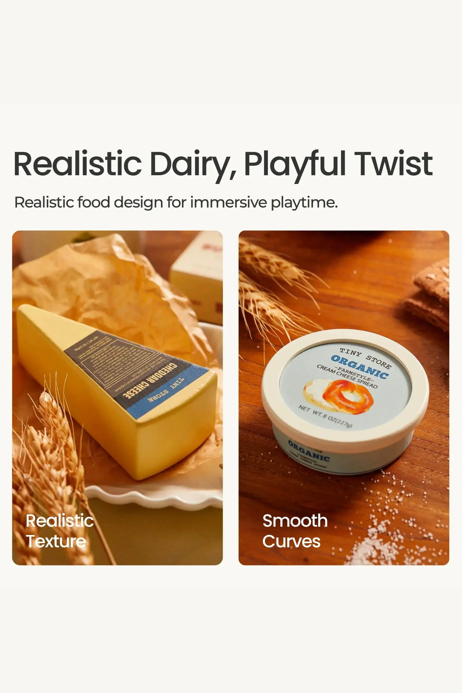 Organic Wooden Dairy Play Food Set - Image 4