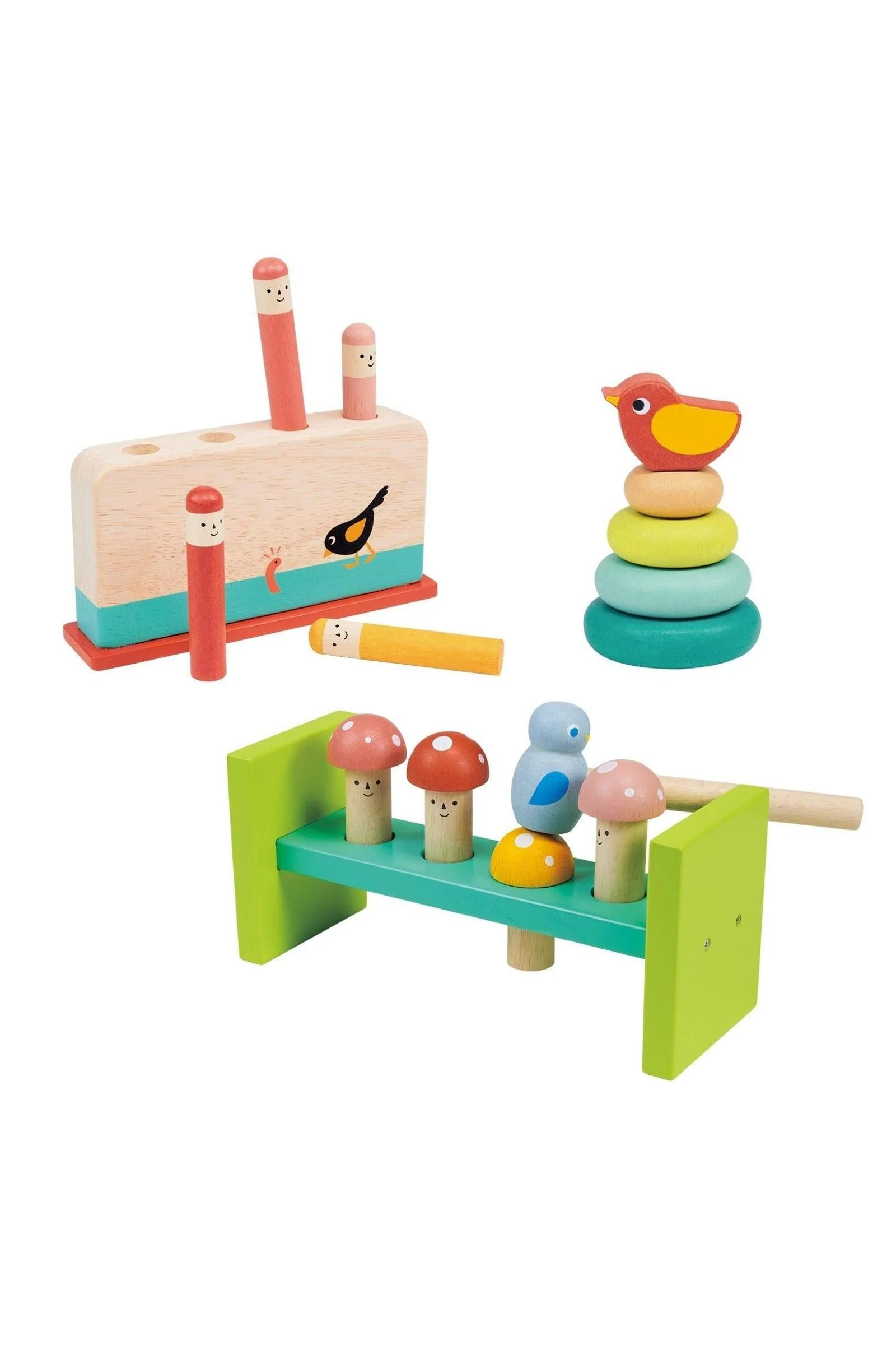 Toddler Learning Bundle, Stacking Tree, Bird Pop Up & Hammer Bench