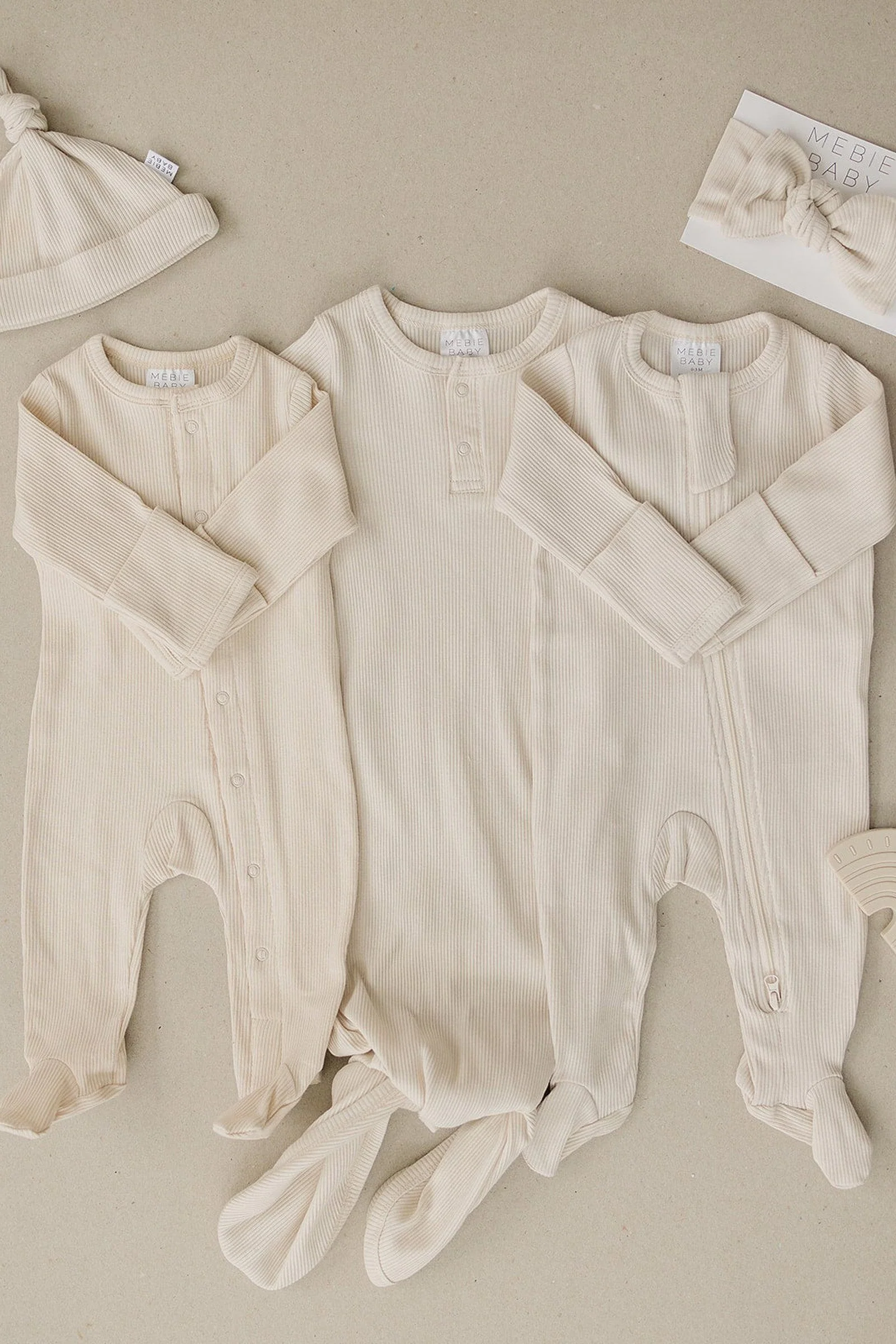 Vanilla Ribbed Snap Footed Pajama, Organic Cotton, Baby Essentials - Image 4