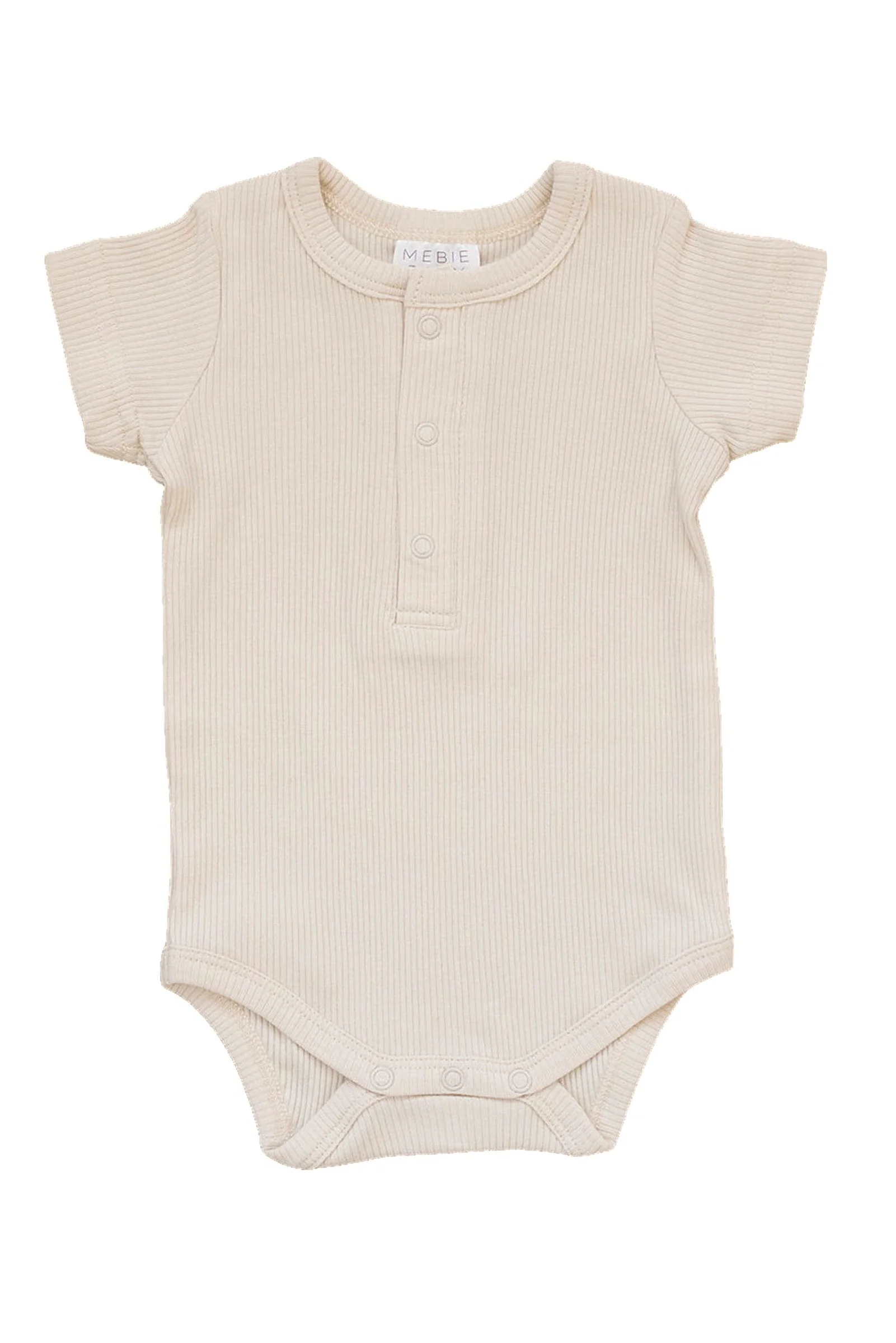 Vanilla Ribbed Snap Bodysuit, Organic Cotton, Baby Essentials - Image 2