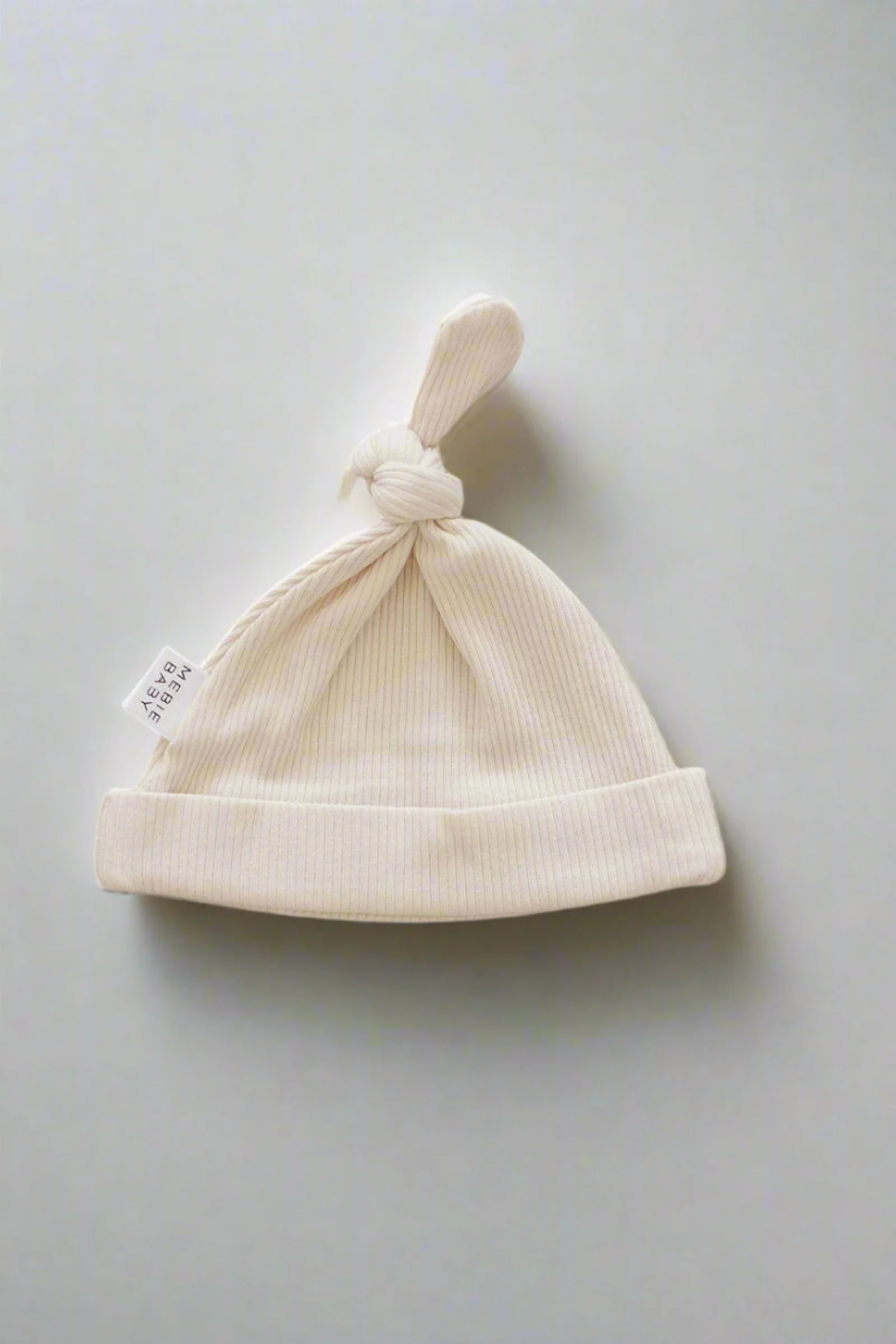 Vanilla Ribbed Newborn Knot Hat | Organic Cotton | Baby Essentials - Image 2