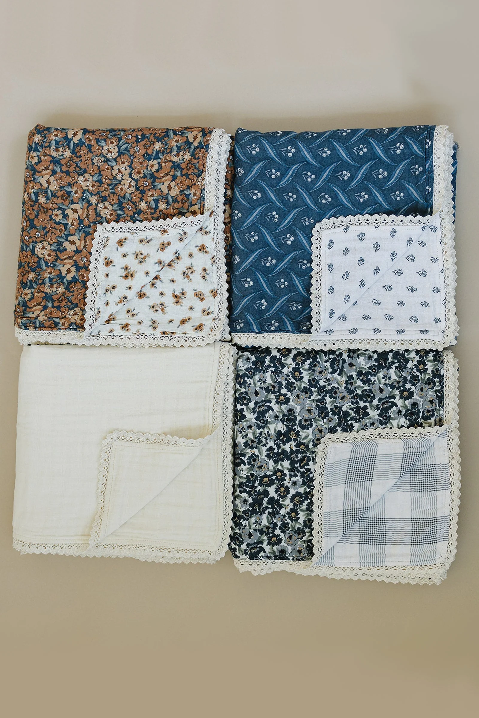 Venetian Floral + Autumn Bloom Lace Lightweight Muslin Crib Quilt, 100% Cotton, Baby Essentials - Image 8