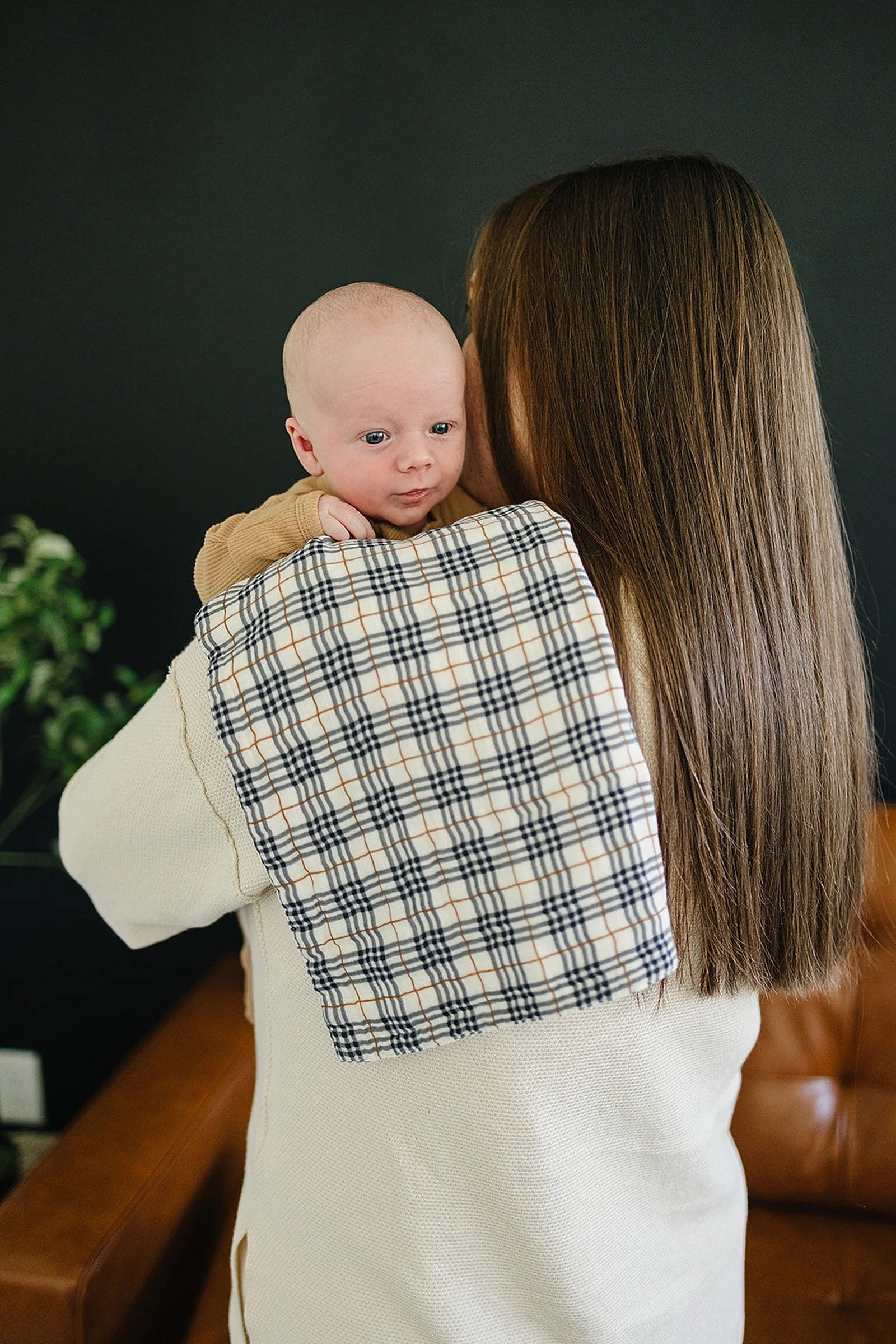 Vintage Plaid Muslin Burp Cloth, 100% Cotton, Baby Essentials