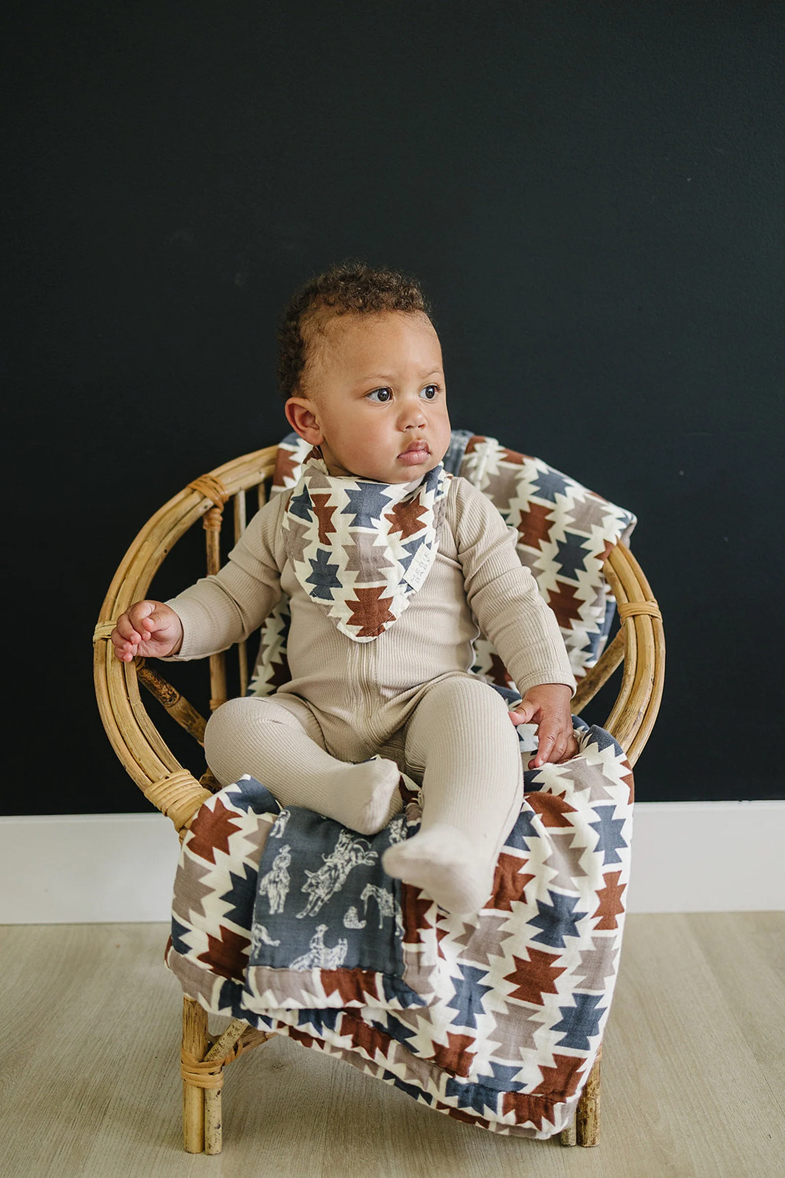 Western Aztec Muslin Bib, Rodeo Collection, Baby Essentials