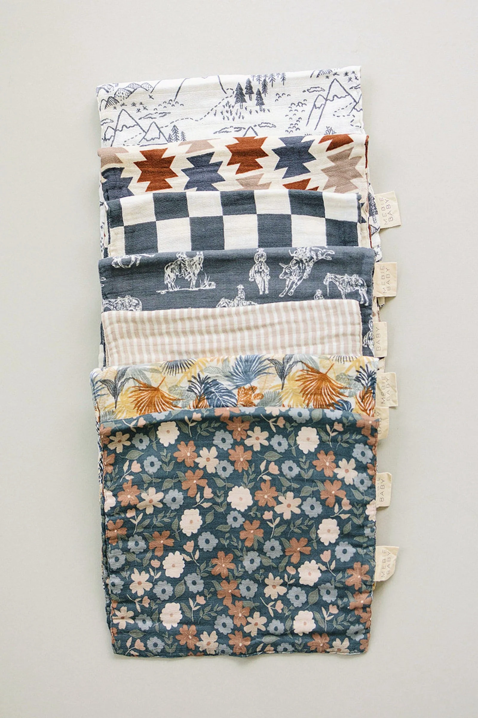 Western Aztec Muslin Burp Cloth, 100% Cotton, Baby Essentials, Rodeo Collection - Image 3
